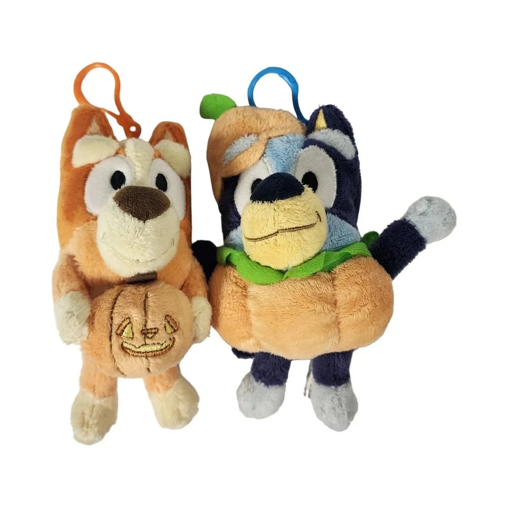 Bluey and Bingo Halloween Pumpkin‎ Plush Clip On Set Keychains 5.5 Inch